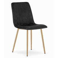 STUHL ORSARA 1 Stück, Schwarz, Metallbeine in Holzfarbe, mit Samtstoff gepolstert - Schwarz, Textil/Metall (43/90/51cm) - Komodee
