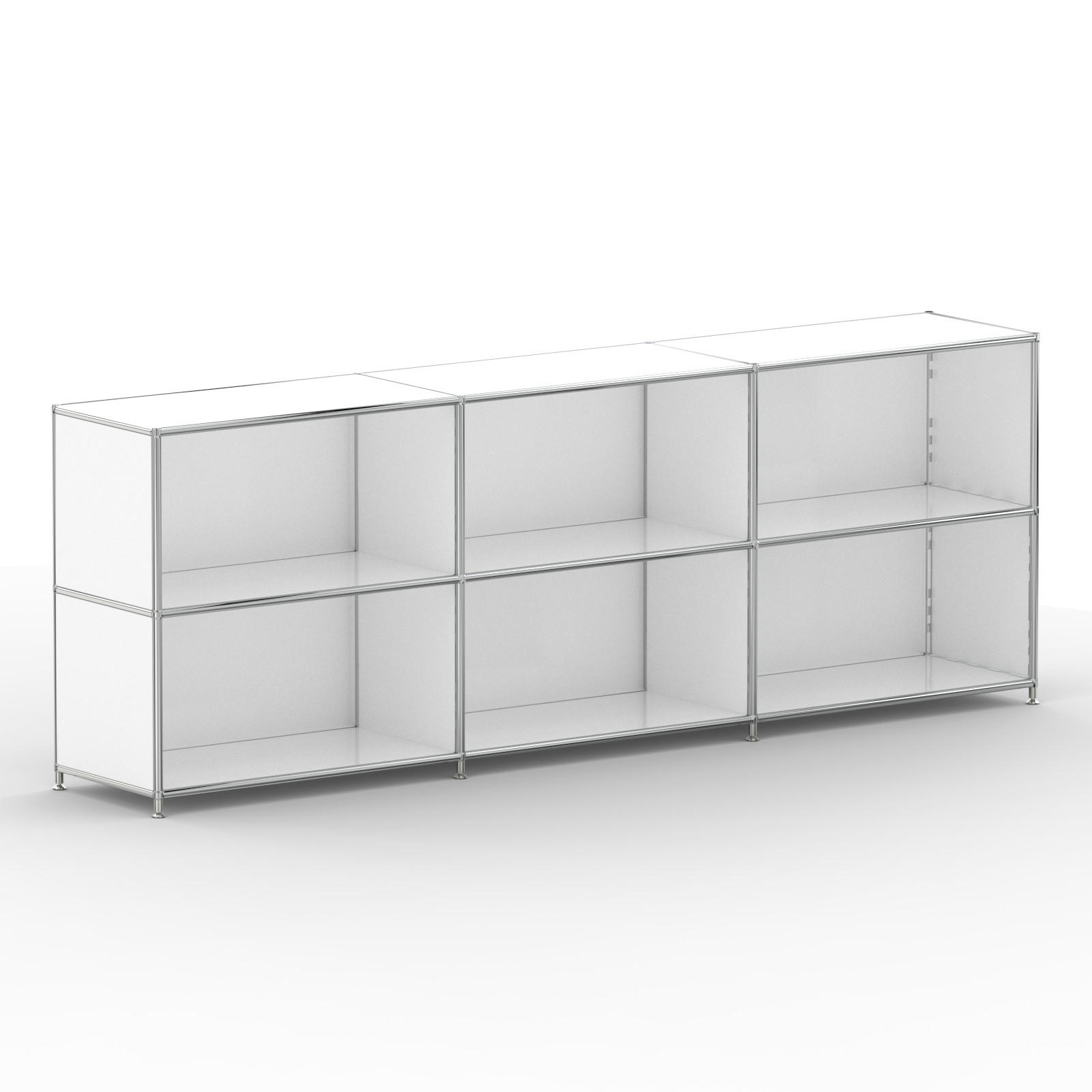 AKTENSCHRANK Büro, 6 offene Fächer, Breite 227 cm, Signalweiß - Chromfarben/Weiß, Metall (40/80.5/227.2cm) - Versee