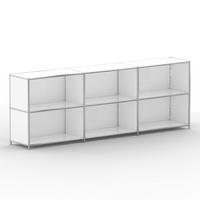 AKTENSCHRANK Büro, 6 offene Fächer, Breite 227 cm, Signalweiß - Chromfarben/Weiß, Metall (40/80.5/227.2cm) - Versee