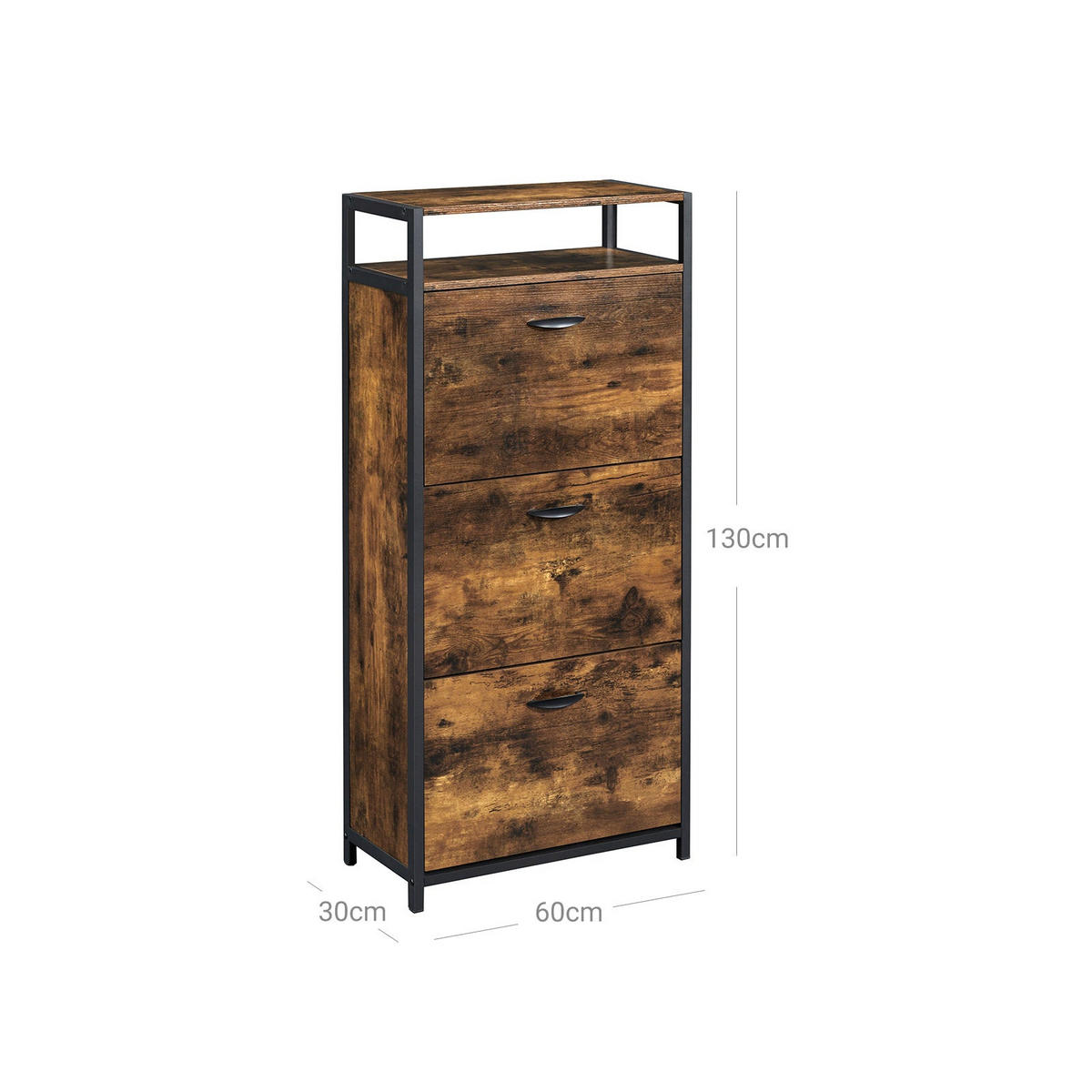 SCHUHSCHRANK - Braun, Holzwerkstoff (30/130/60cm) - Hansiro