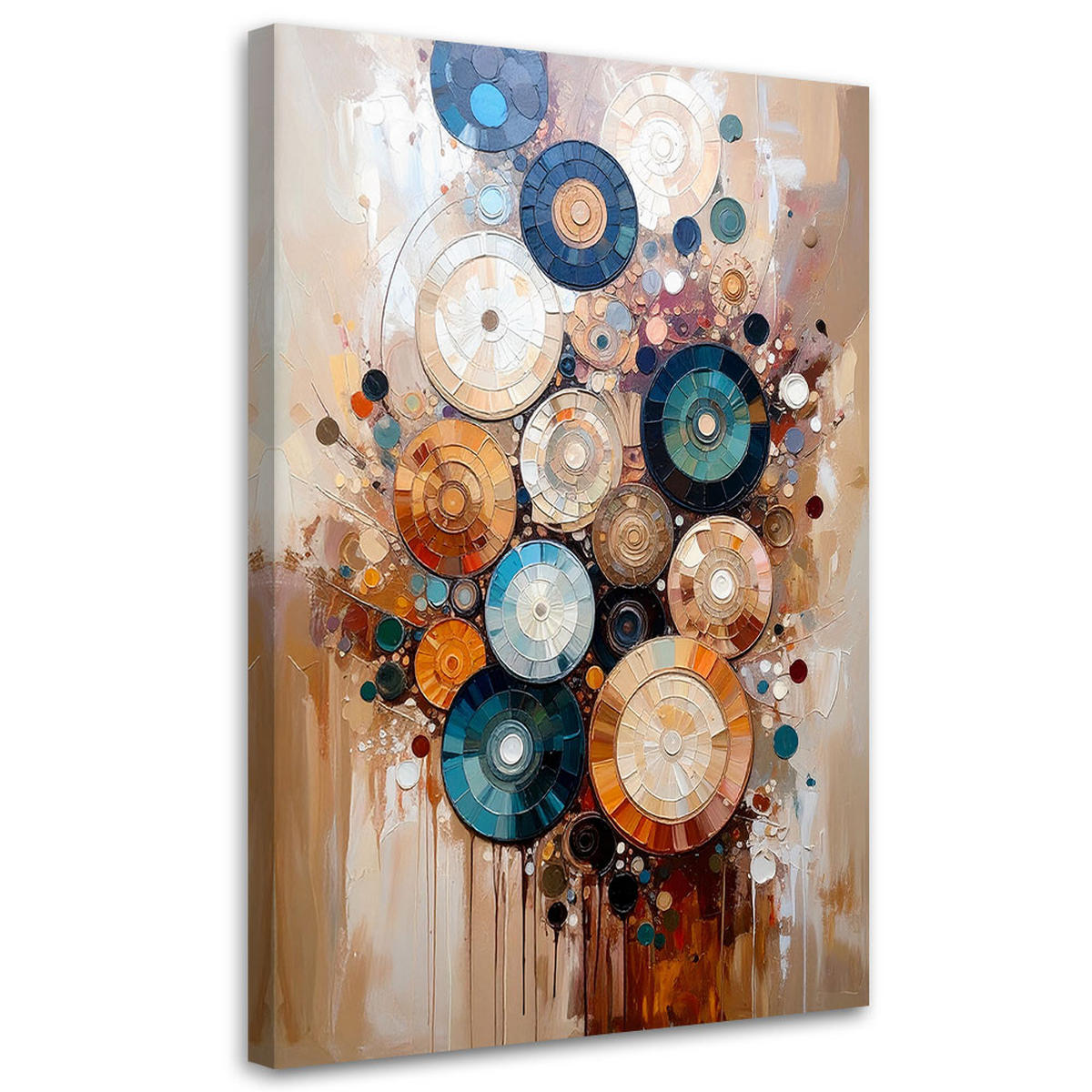 LEINWANDBILD Moderne Abstraktion Räder Farbeffekt 80x120cm - Beige, Textil (80/120cm) - Feeby