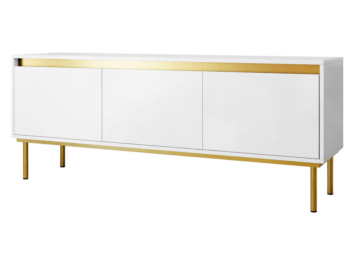 TV-LOWBOARD Carmesi 3D - Goldfarben/Weiß, Holzwerkstoff/Metall (150/60/40cm) - MIRJAN24