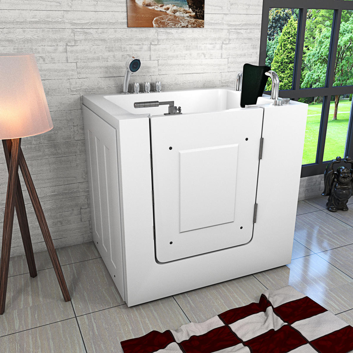 WHIRLPOOL-SENIORENWANNE S02WP-TH-B-R Weiß - Weiß, Glas/Kunststoff (100/113/78cm) - AcquaVapore by Sandra Jentho