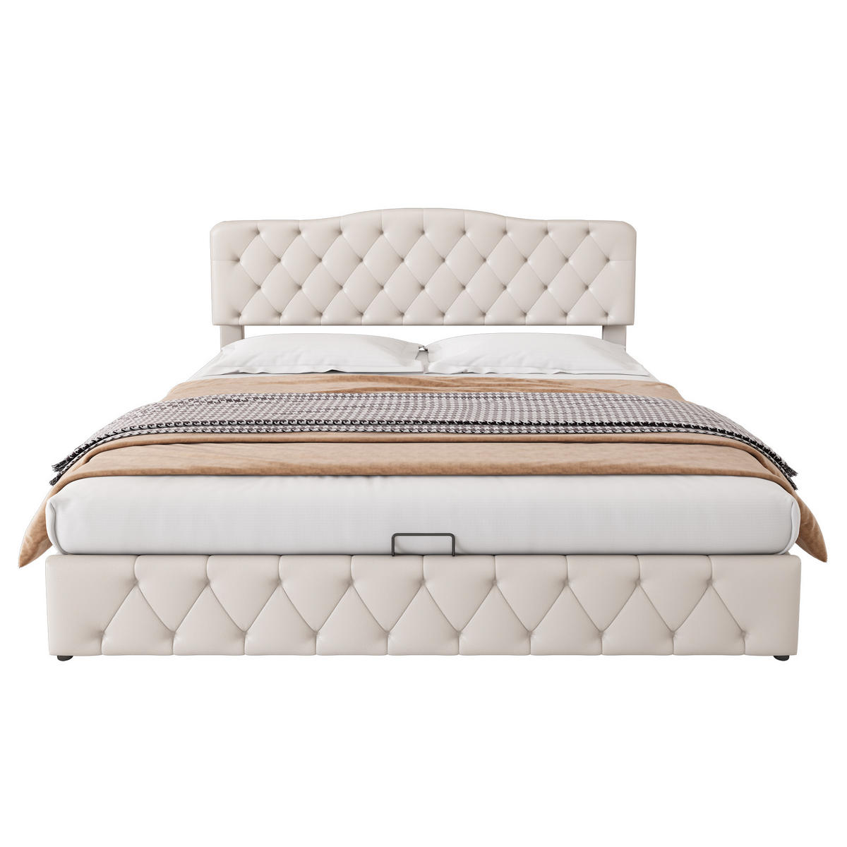 POLSTERBETT 180x200 PU Höhenverstellbar Stauraum Weiß - Weiß, Leder - FLIEKS