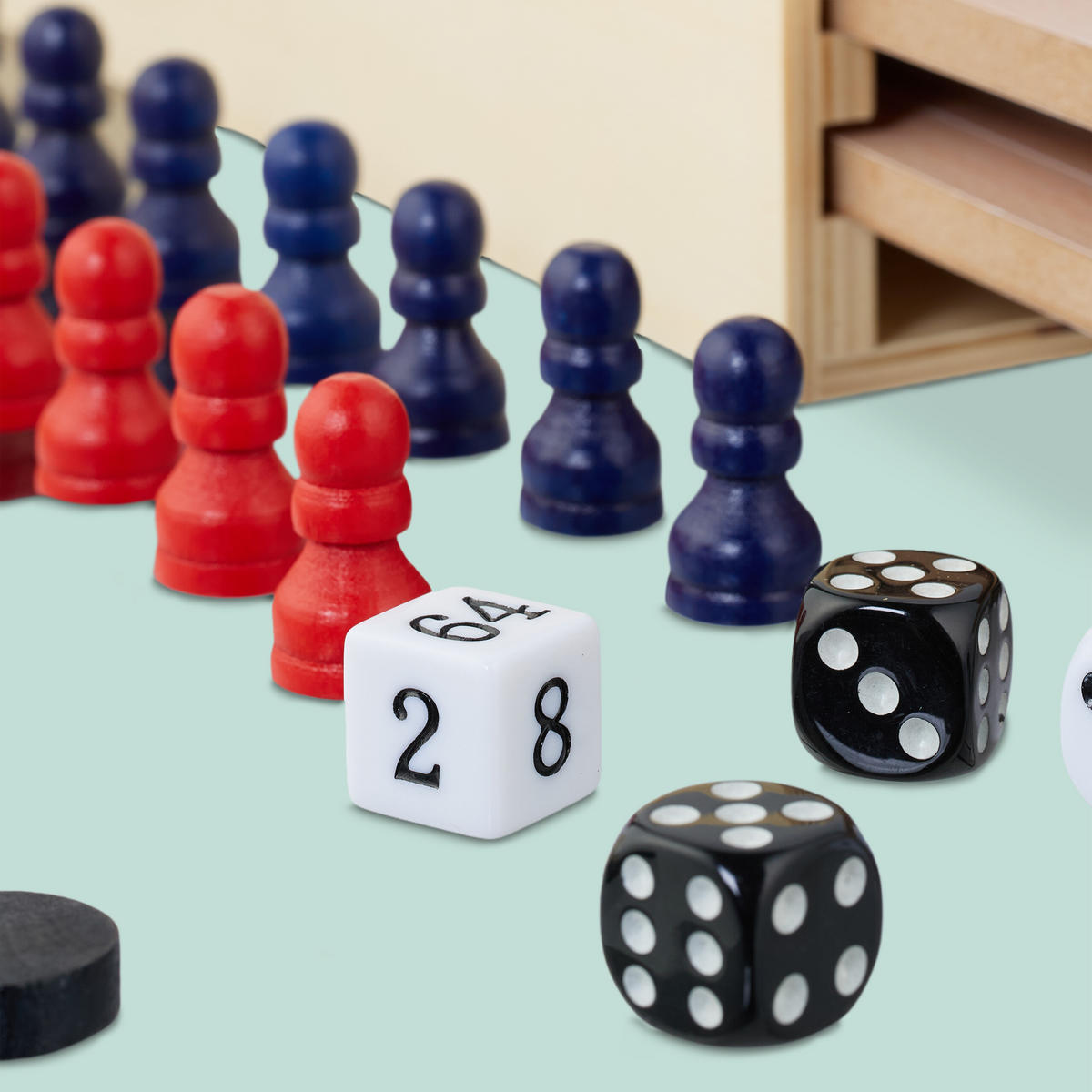 SPIELESAMMLUNG - Hellbraun, Holz/Holzwerkstoff - Relaxdays