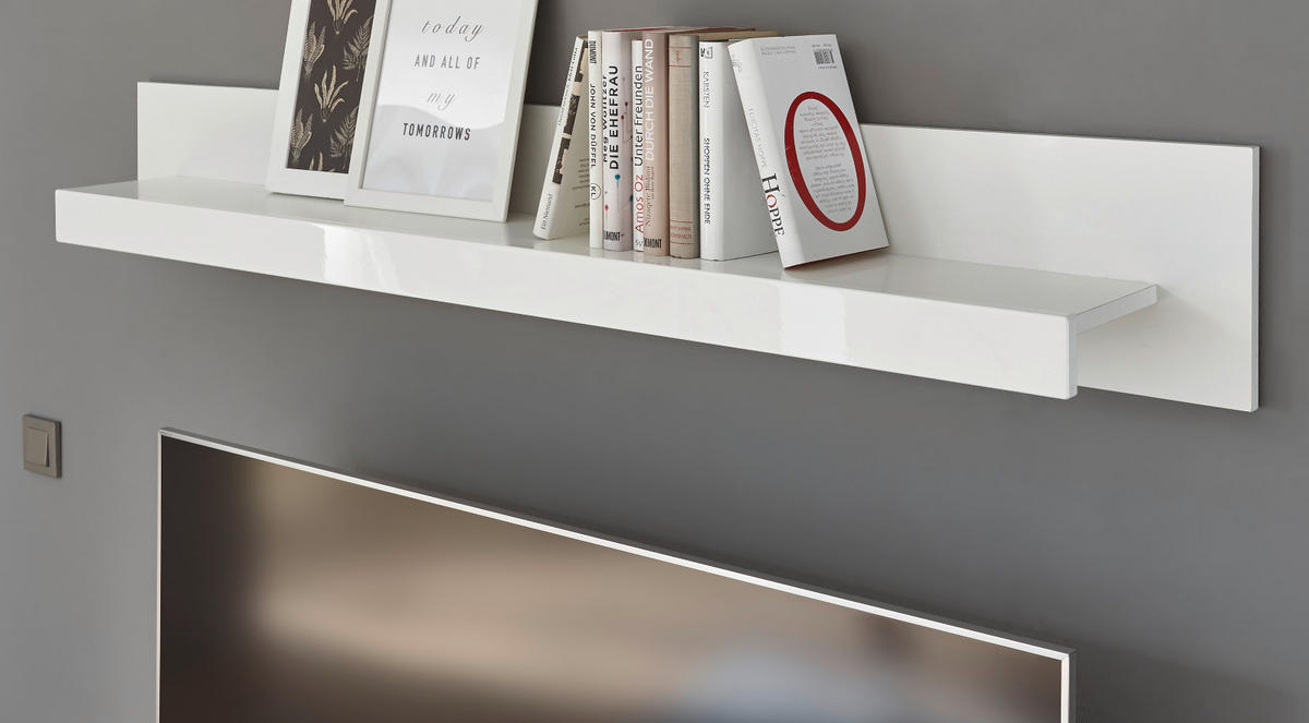 WANDBOARD weiß Hochglanz, Wandregal 150 x 21 cm Ladis - Weiß Hochglanz, Holzwerkstoff (150/20/21cm) - Furn.Design