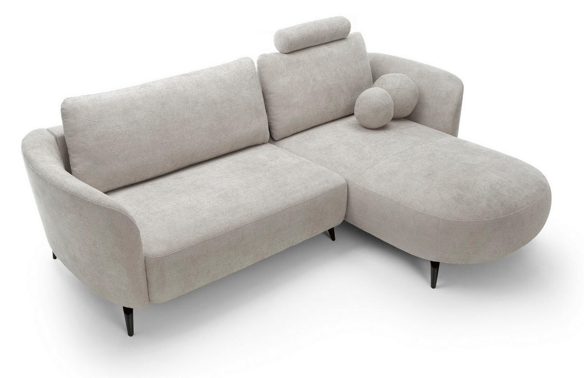 ECKSOFA auf Füßen Kendra 260 cm mit Schlaffunktion, Rechts, Hellgrau - Hellgrau, Holz (180/260cm) - Emporius