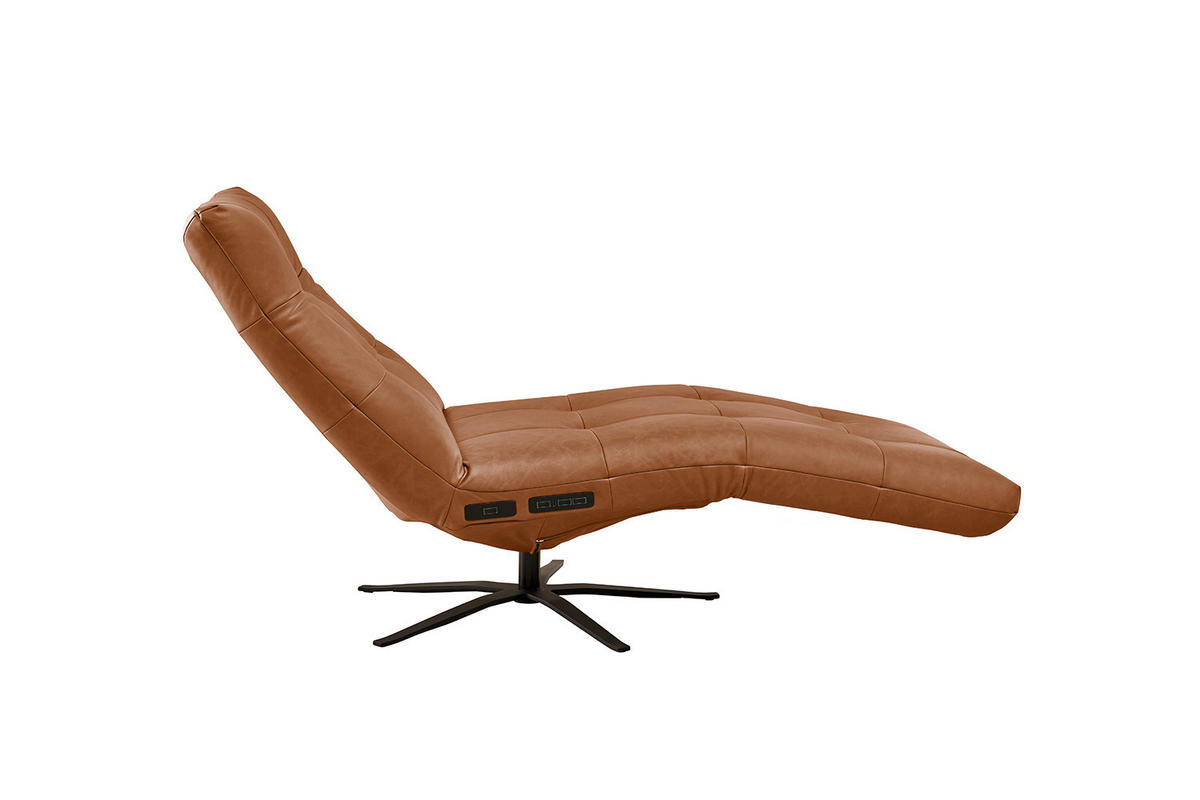 RELAXLIEGE LETICIA Braun Leder - Cognac/Schwarz, Leder/Metall (82/115/156cm) - KAWOLA