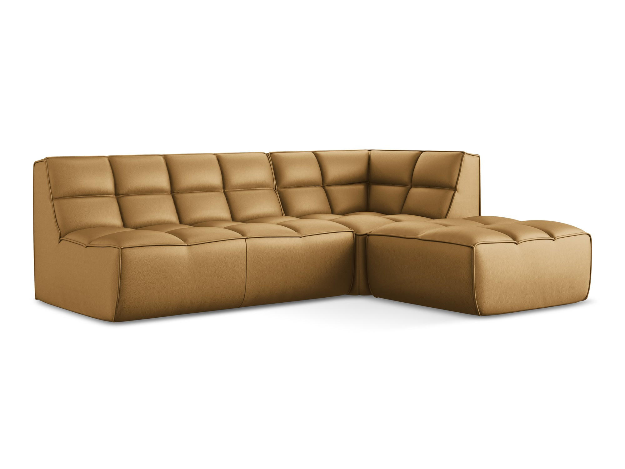 ECKSOFA Beidseitig Kunstleder Braun - Cognac/Schwarz, Leder/Kunststoff (258/178cm) - Makamii