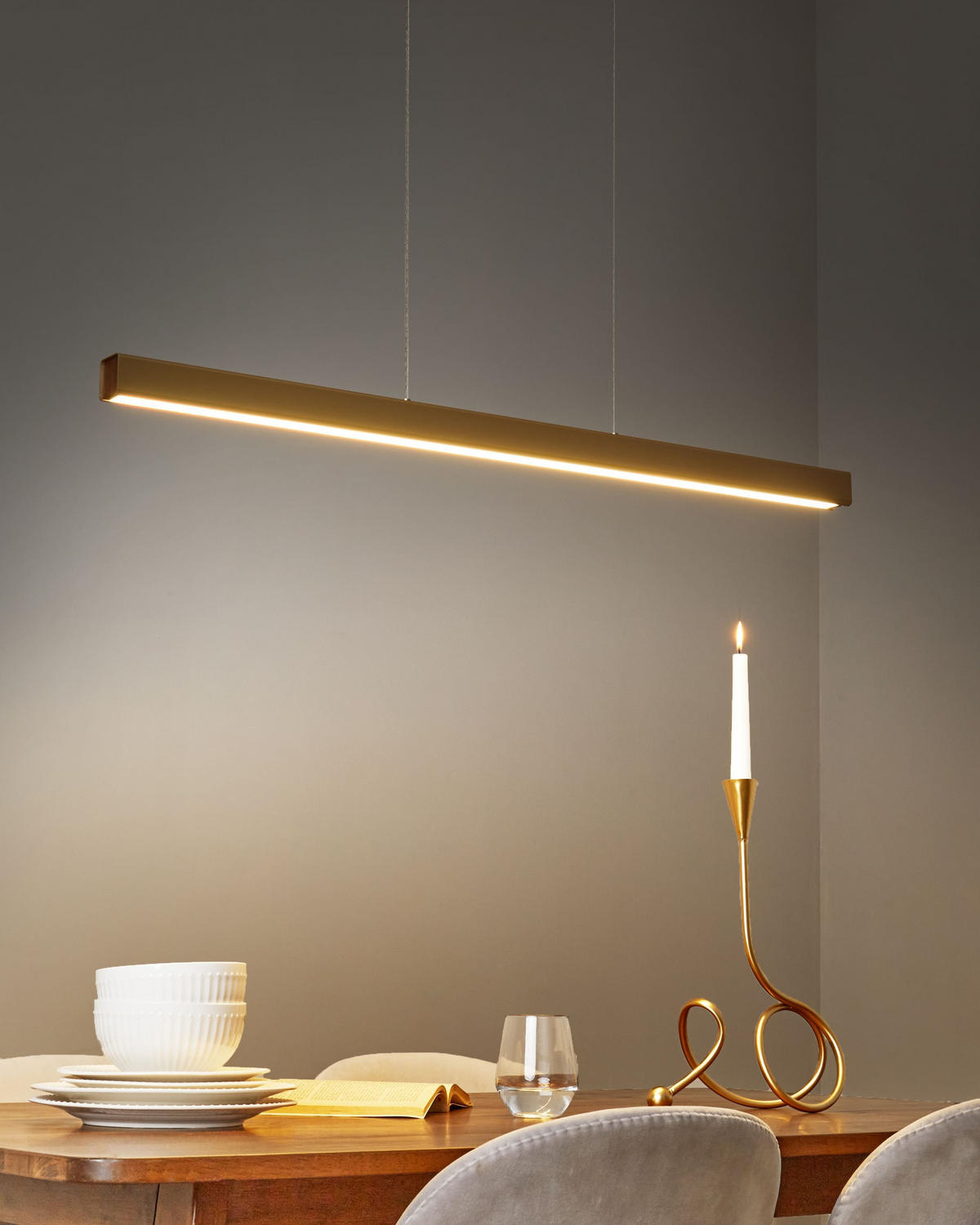 LED-HÄNGELEUCHTE Gold Arenas - Goldfarben, Metall (6/100/118cm) - Beliani