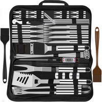 GRILLBESTECK Set 38-teilig Edelstahl mit Koffer und Grillmatte - Silberfarben, Metall (39cm)
