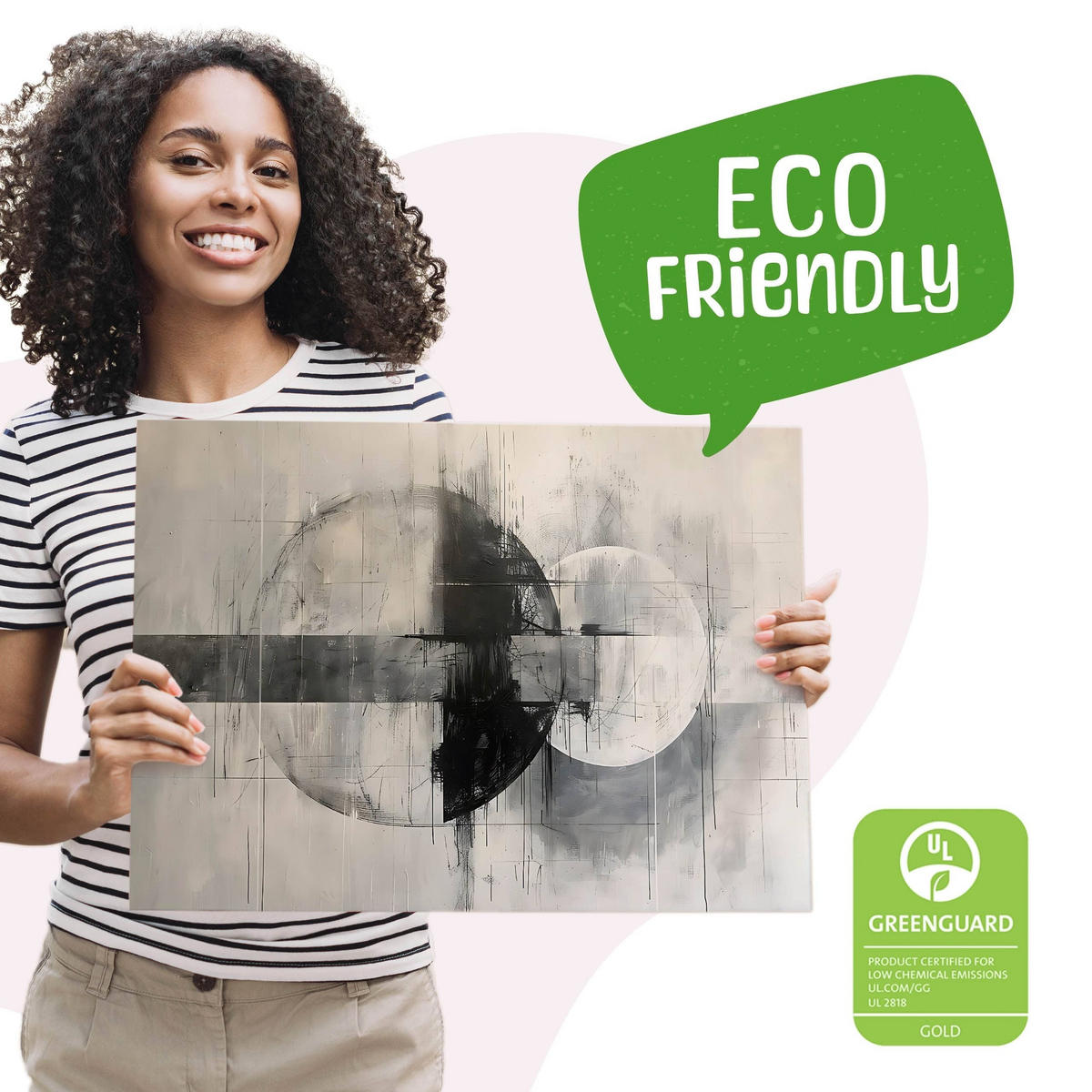 LEINWANDBILD Abstraktion Moderne Muster 100/70 cm - Beige/Schwarz, Textil (100/70cm) - Muralo