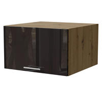 AUFSATZSCHRANK Essen W6B/60 Schwarz Hochglanz / Eiche Artisan Matt 60 / 59 / 36cm - Schwarz Hochglanz/Schwarz, Holz/Holzwerkstoff (60/36/59cm) - Feldmann-Wohnen