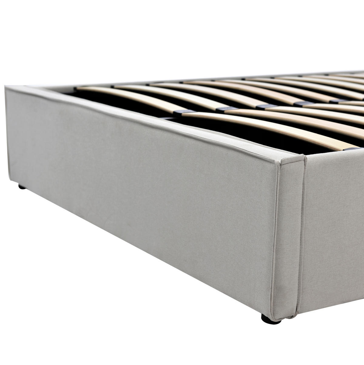 TAPECIRANI krevet 160/200 cm svijetlosivi od pamuka s madracem i spremištem - svijetlo siva, tekstil (160/200cm) - OKWISH
