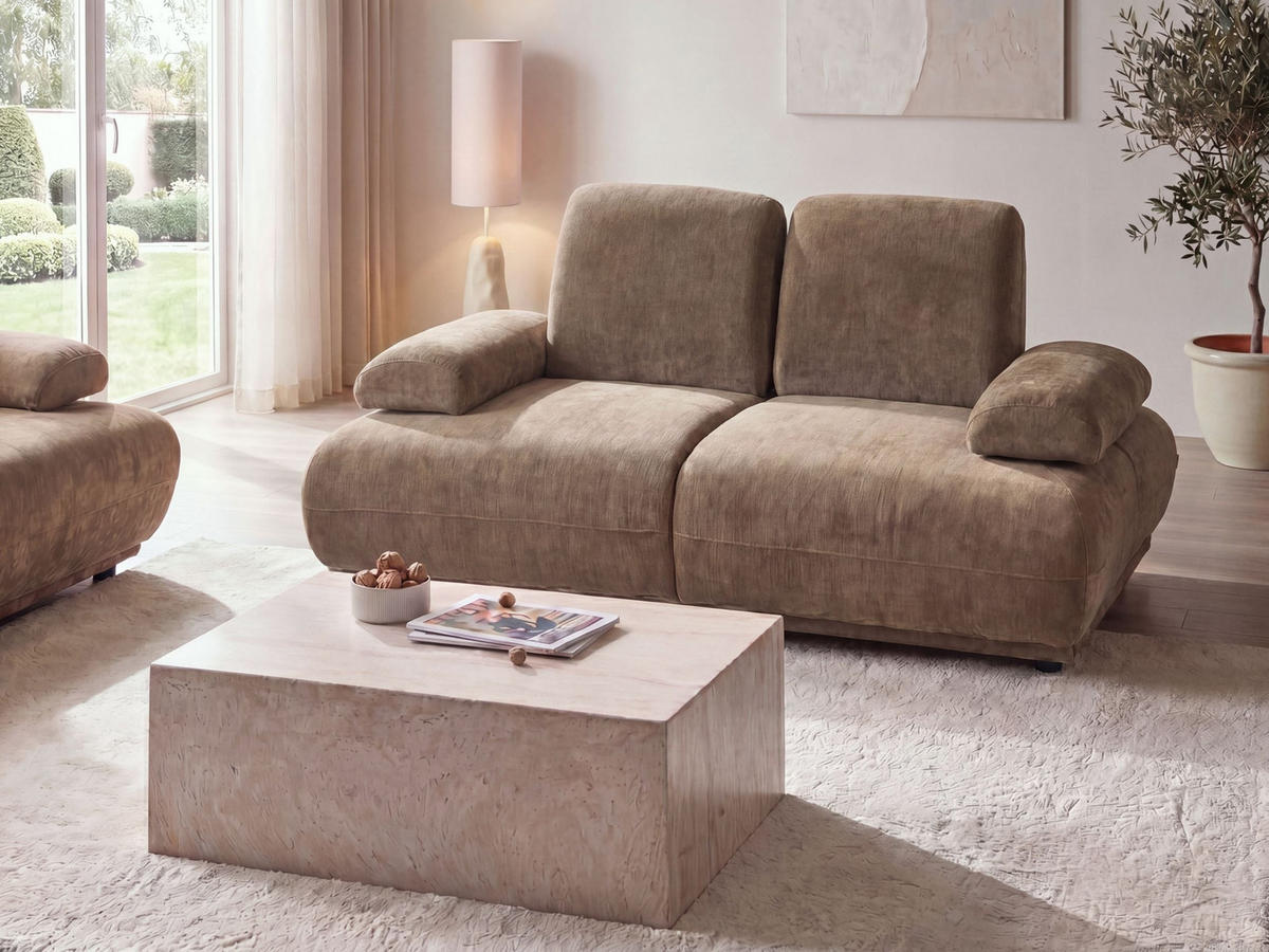 2-SITZER-SOFA Chenillegewebe Braun Nacka - Braun, Textil (174/89/110cm) - Beliani