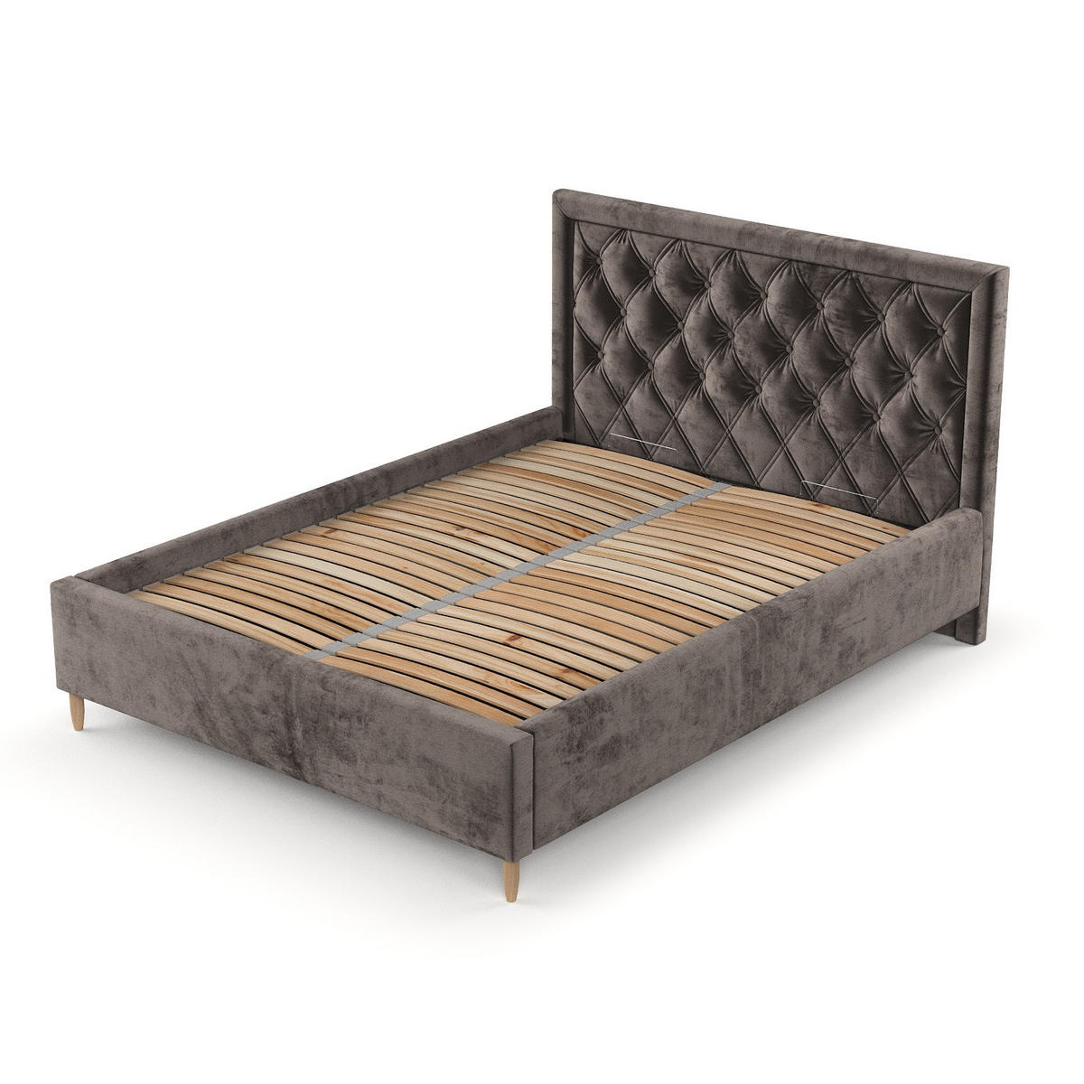 POLSTERBETT Lido 120/200 cm Braun im Lotta Stoff - Naturfarben/Braun, Holz/Holzwerkstoff (120/200cm) - AltaBeds