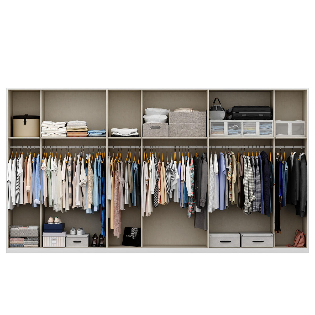 SCHWEBETÜRENSCHRANK - Weiß, Holzwerkstoff (405/222/68cm) - home24