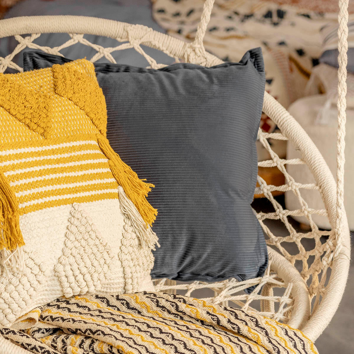 KOPFKISSENBEZUG Nantu blau 45/45 cm - Blau, Textil (45/45cm) - Homla