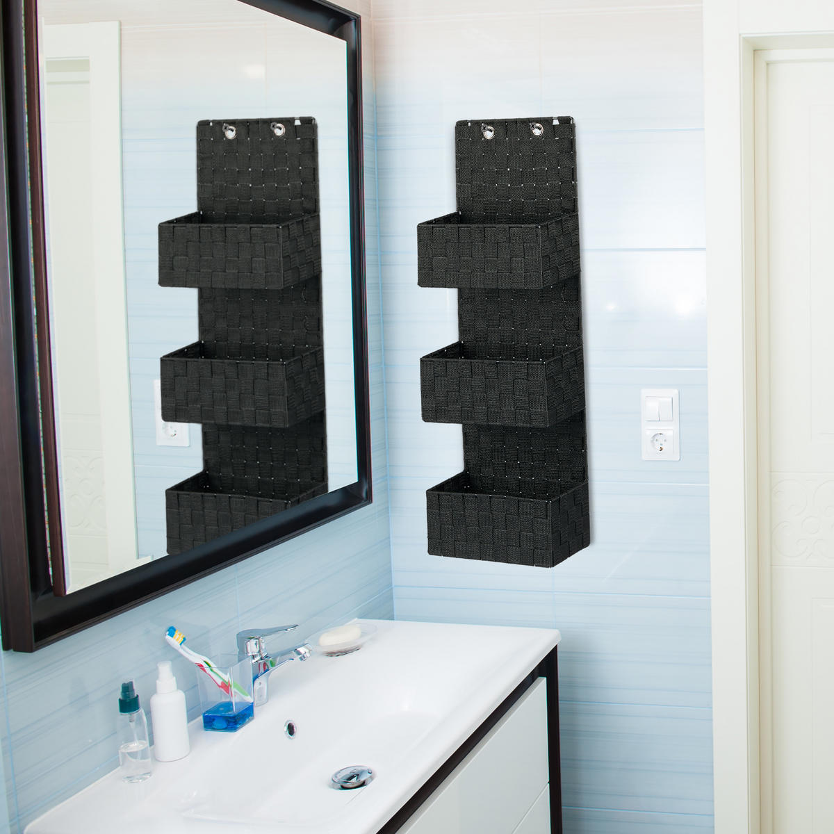 HÄNGEORGANIZER - Weiß, Kunststoff/Metall (25/75/15cm) - Relaxdays