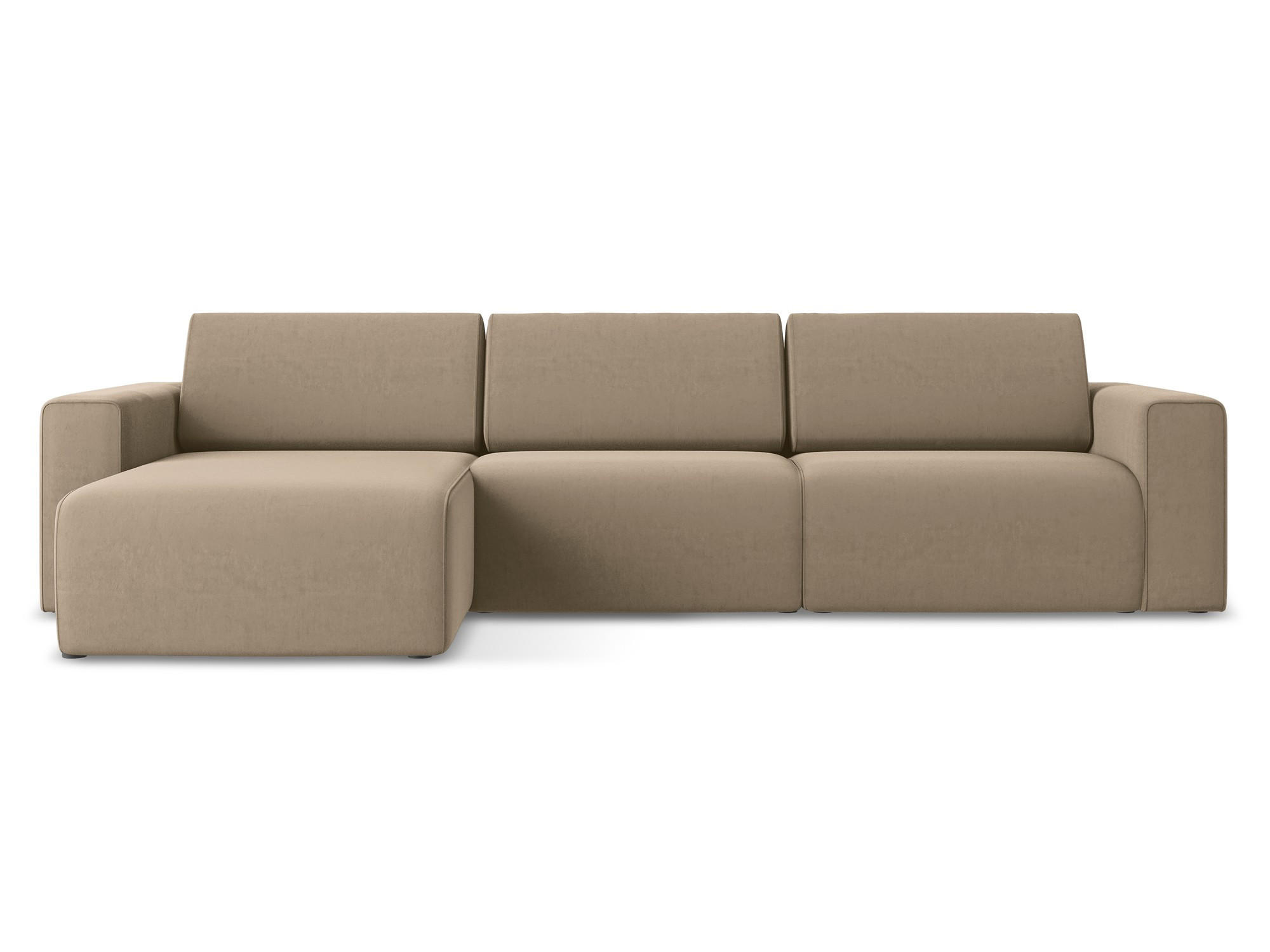 ECKSOFA Links Samt Stoff Beige - Beige/Schwarz, Kunststoff/Textil (167/314cm) - Makamii