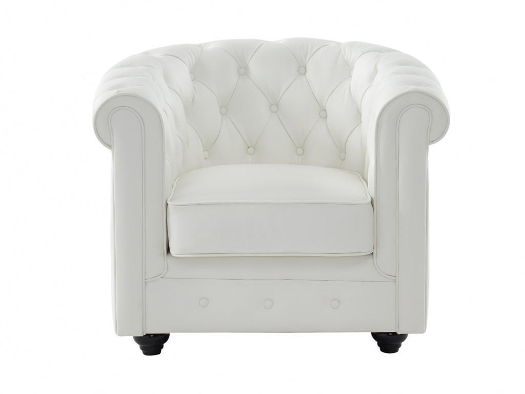 LEDERSESSEL - Büffelleder - Weiß - CHESTERFIELD - Weiß, Leder (78/72/82cm) - Vente-Unique