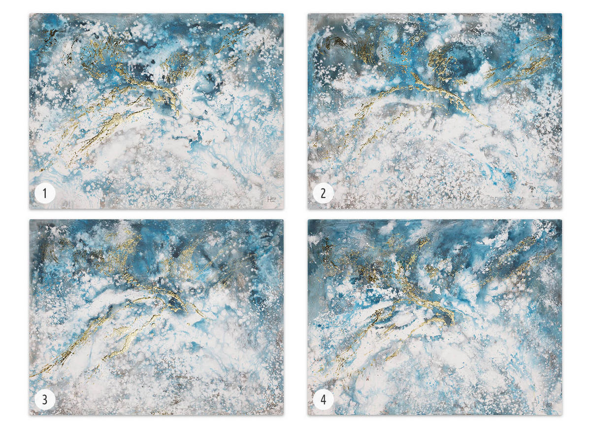 ACRYLBILD HANDGEMALT 100/75 cm - Blau/Weiß, Holz/Textil (100/75cm) - KUNSTLOFT
