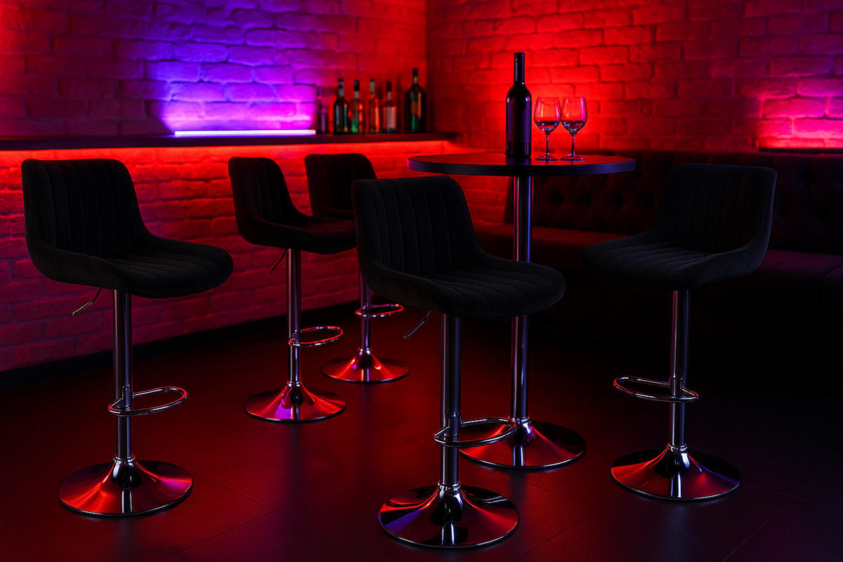 BARHOCKER Lento Gestell Metall in Chromoptik Samt Schwarz - Chromfarben/Schwarz, Textil/Metall (50/108/50cm) - TPFLiving