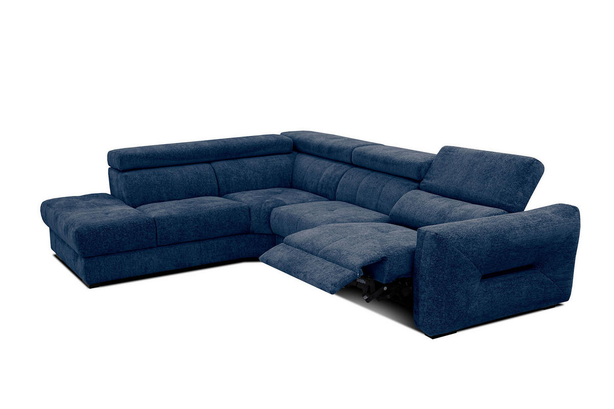 ECKSOFA CALVERA 5-Sitzer mit 1 Relaxfunktion, dunkelblau - Dunkelblau, Holzwerkstoff/Textil (239/298cm) - Courtois Laville