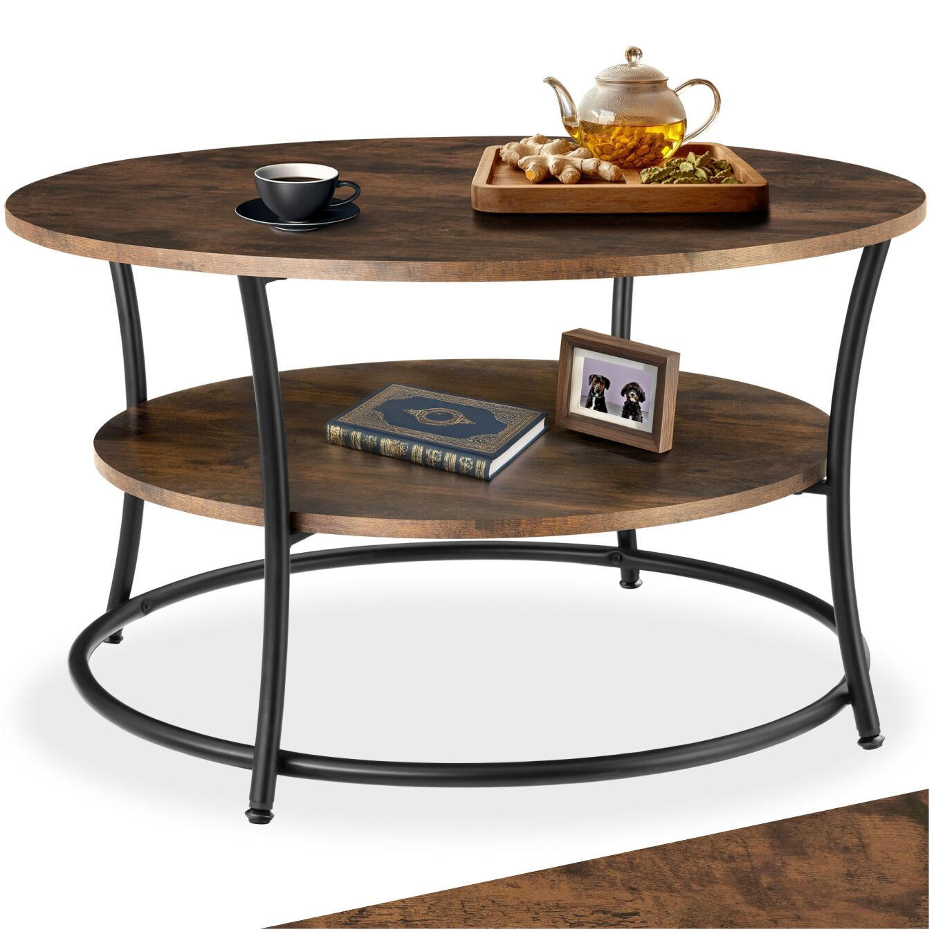COUCHTISCH Cromford,80 x 46 cm,Industrial Holz dunkel, rustikal - Rostfarben, Holzwerkstoff (80/80/46cm) - tectake
