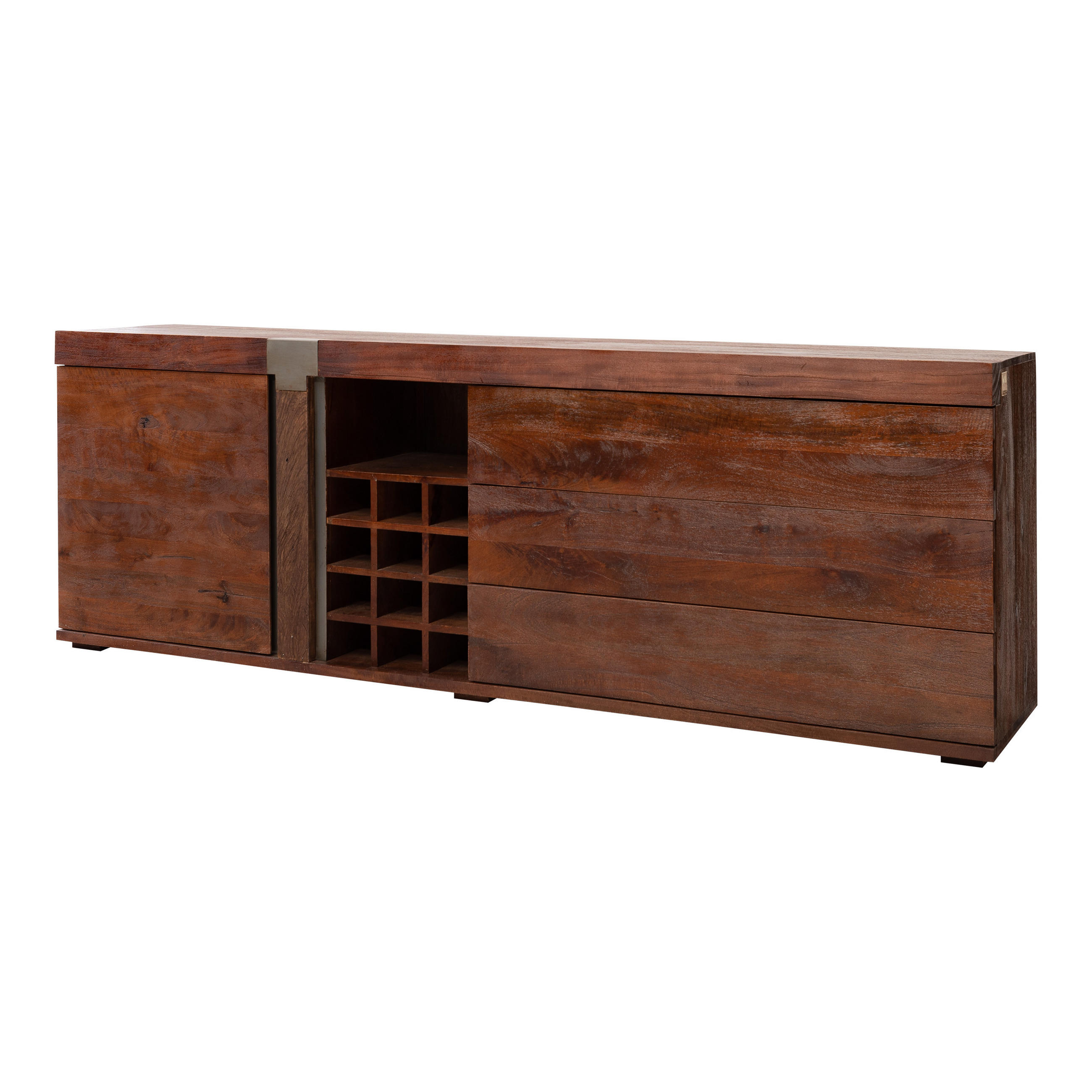 SIDEBOARD Mango 215x45x75 braun lackiert Amsterdam #29 - Braun, Holz (215/75/45cm) - Massivmoebel24