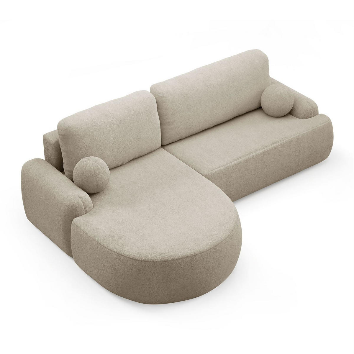 ECKSOFA CLEO mit Schlaffunktion Version Linke, QUELLE 03 - Ecru, Kunststoff (264/172cm) - Lookway