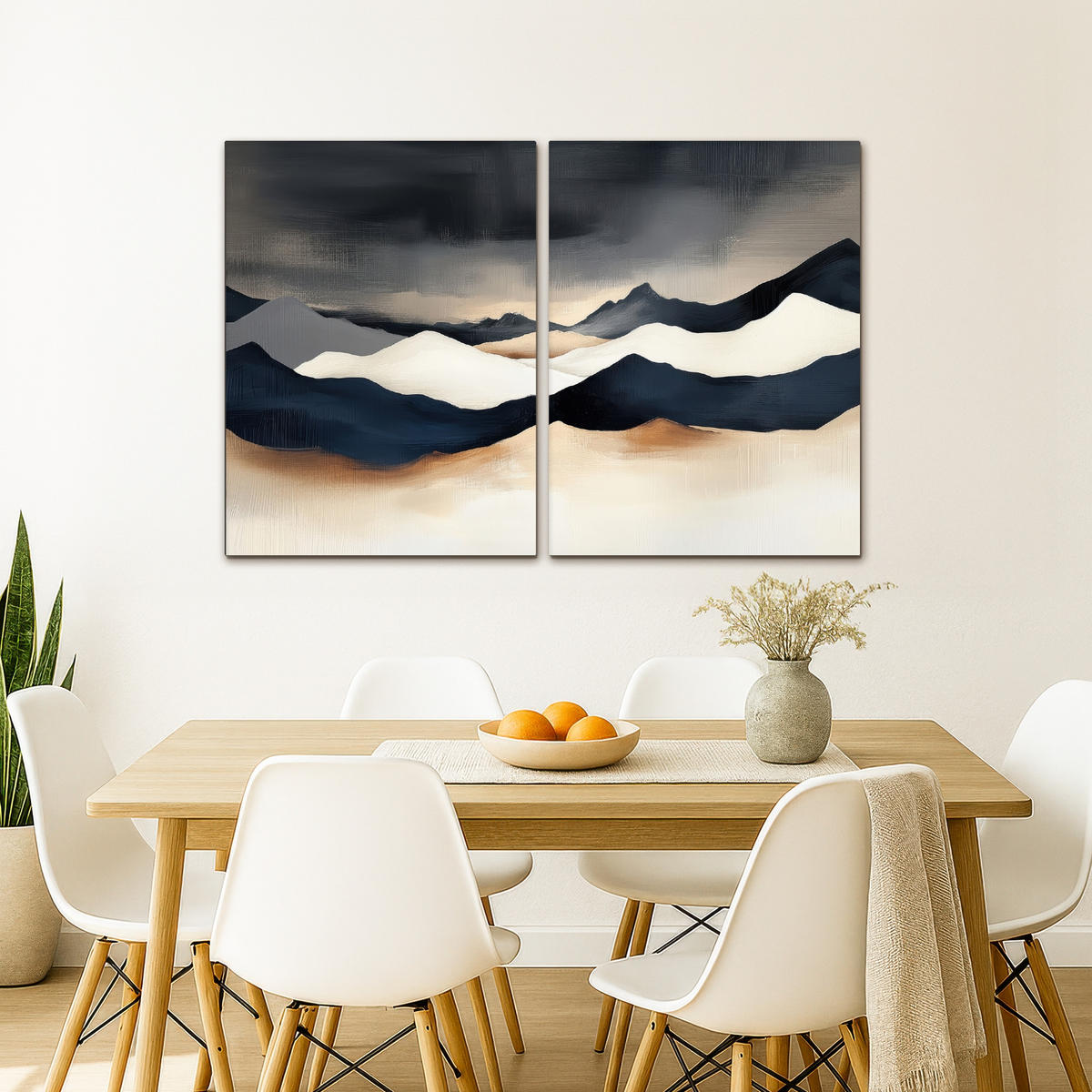 LEINWANDBILD 2er Set Landschaft - Abstrakt - Modern 120x80 cm - Dunkelblau, Textil (120/80cm) - MuchoWow