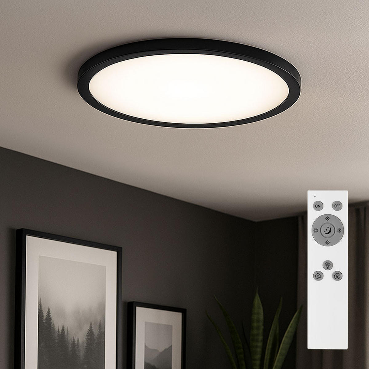 LED AUFBAU PANEL Schwarz - Schwarz, Metall (40/40/6.2cm) - Briloner