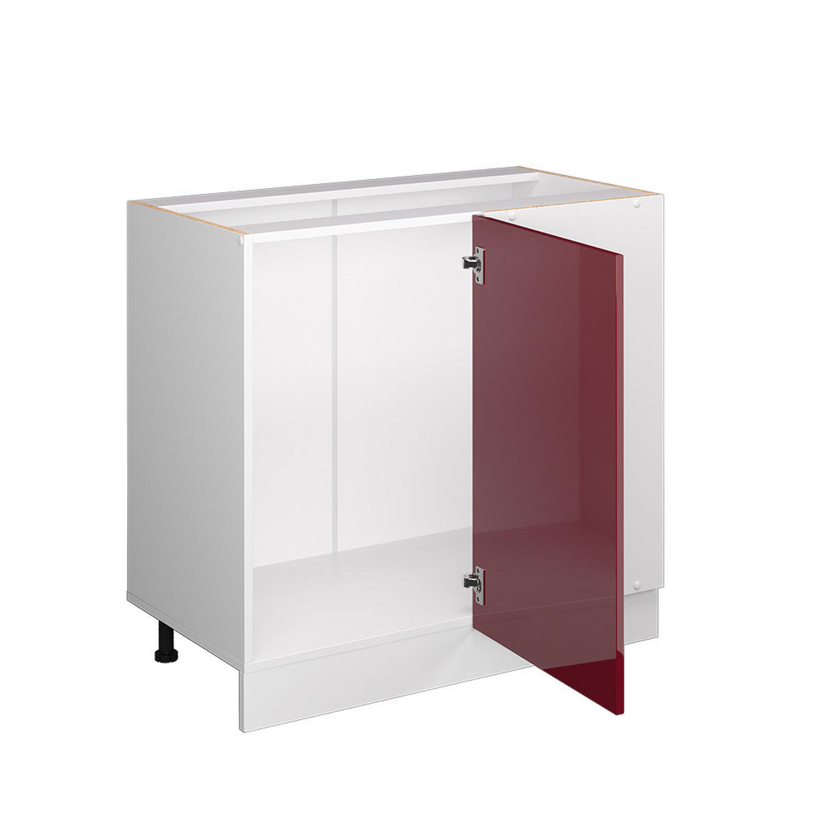 ECKSCHRANK FÜR HAUSRAT R-Line Bordeaux Hochglanz 86 cm mit Tür, ohne Arbeitsplatte - Bordeaux/Weiß, Holzwerkstoff (86/81.6/46cm) - Vicco