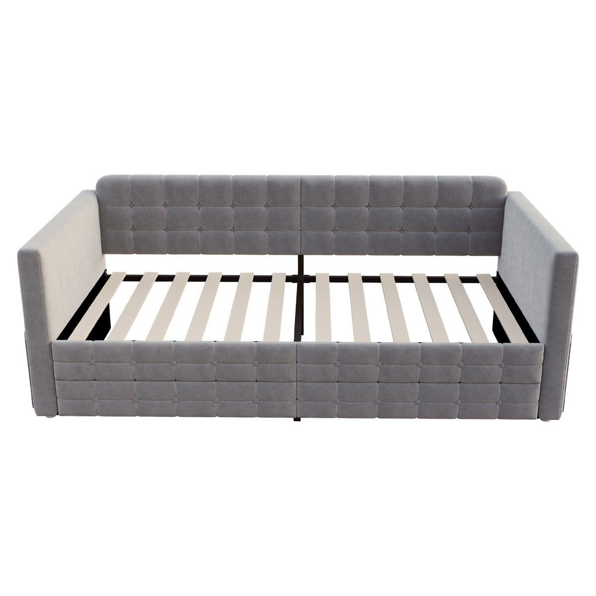 POLSTERBETT 90/190 cm Grau Schlafsofa mit Stauraum und 2 Schubladen - Grau, Textil (90/190cm) - OKWISH