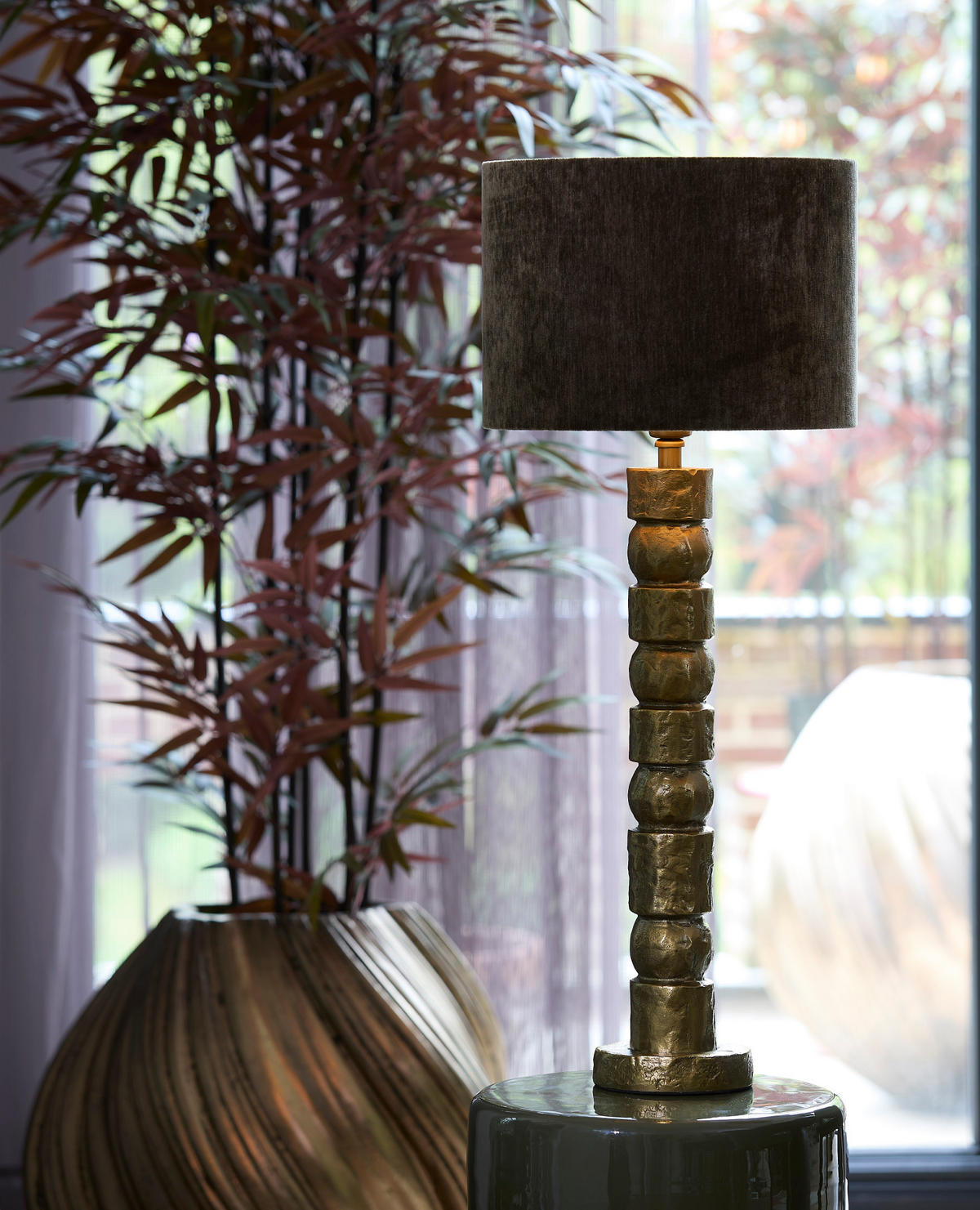LAMPENFUSS Akti Bronze Ø13/58 cm - Bronzefarben, Metall (13/13/58cm) - Light & Living