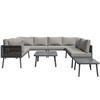 GARTENSOFASET 8-Personen U-Form 2 Tische 4 Zweisitzer wetterfest Grau - Grau, Metall - FLIEKS