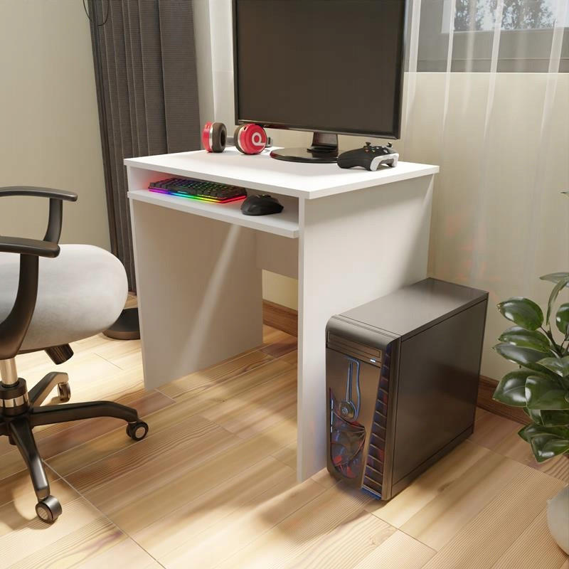 SCHREIBTISCH EX3 ausziehbar Weiß 70/51/76 cm - Weiß, Holzwerkstoff (51/70/76cm) - Matkam Möbel