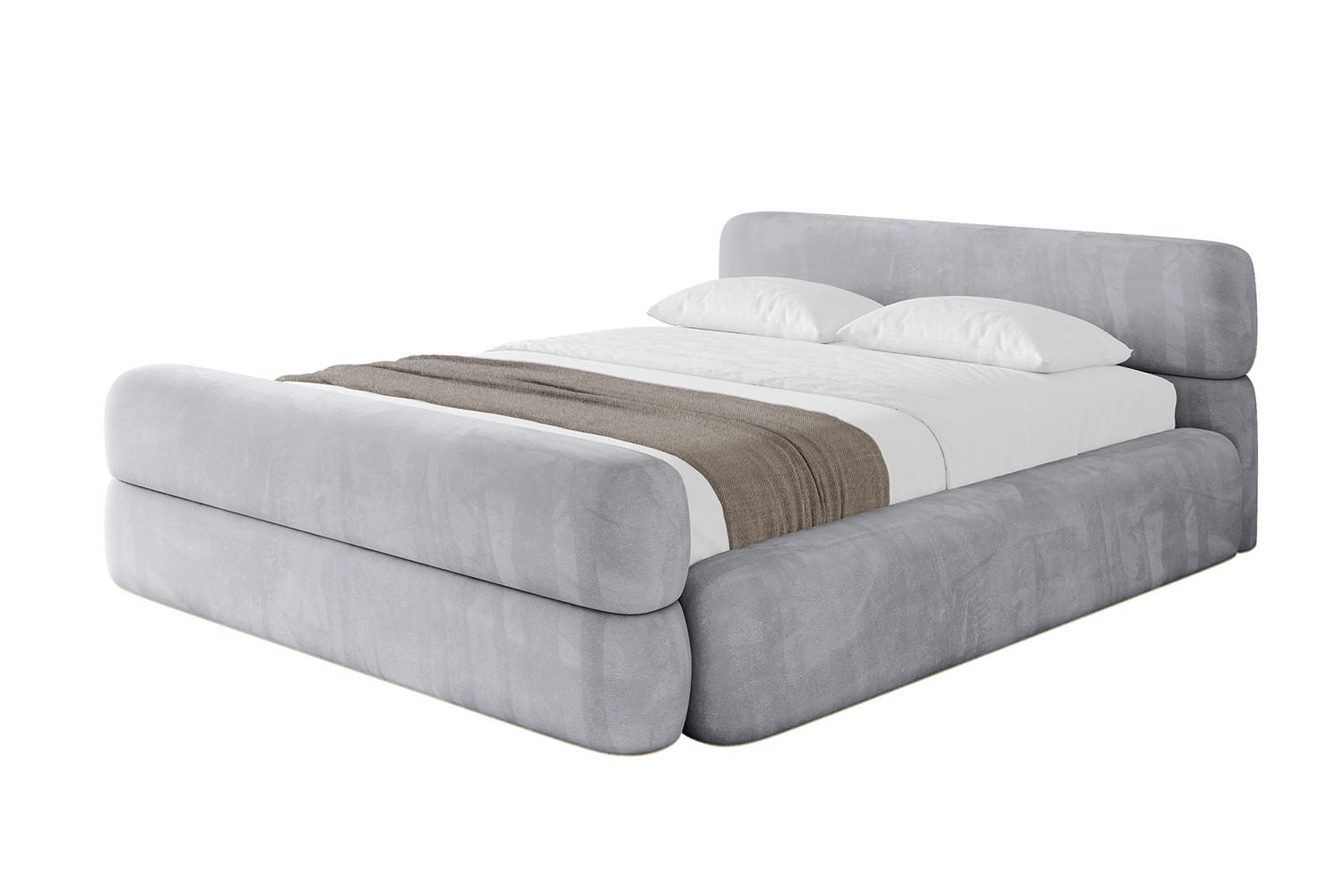 POLSTERBETT mit Bettkasten, Fußteil und Lattenrost, Boxbett mit Matratze H3/H4 - ENORA-Z-V1 120x200 Hellgrau - Hellgrau, Holzwerkstoff/Textil (120/200cm) - ALTDECOR