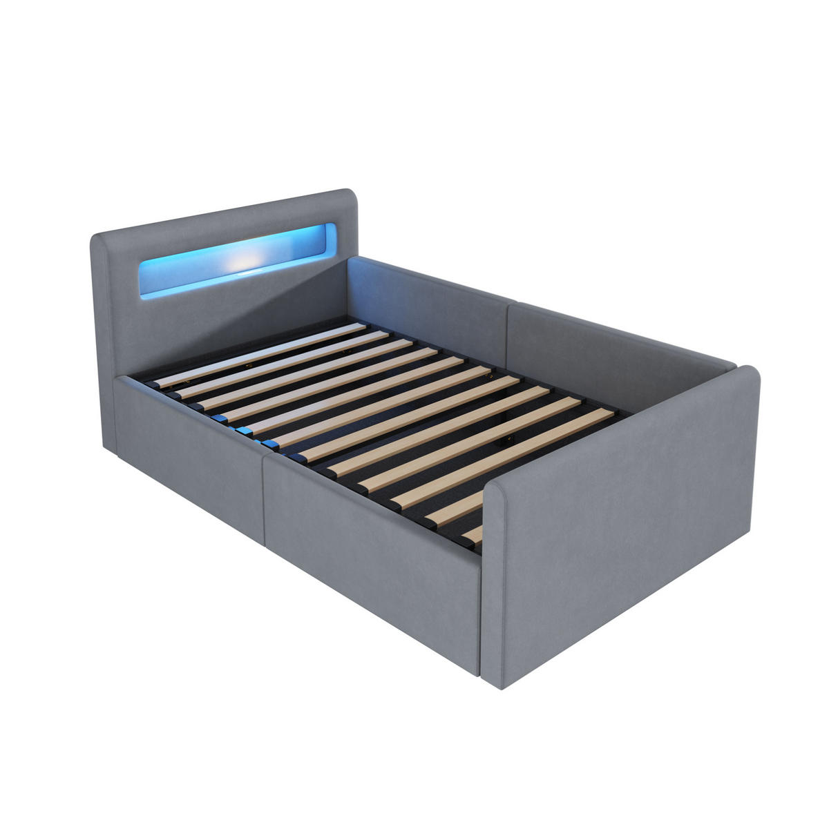 BETT mit hydraulischem Stauraum 90x200 cm Samt Grau - Hellgrau, Metall (90/200cm) - Beauniv
