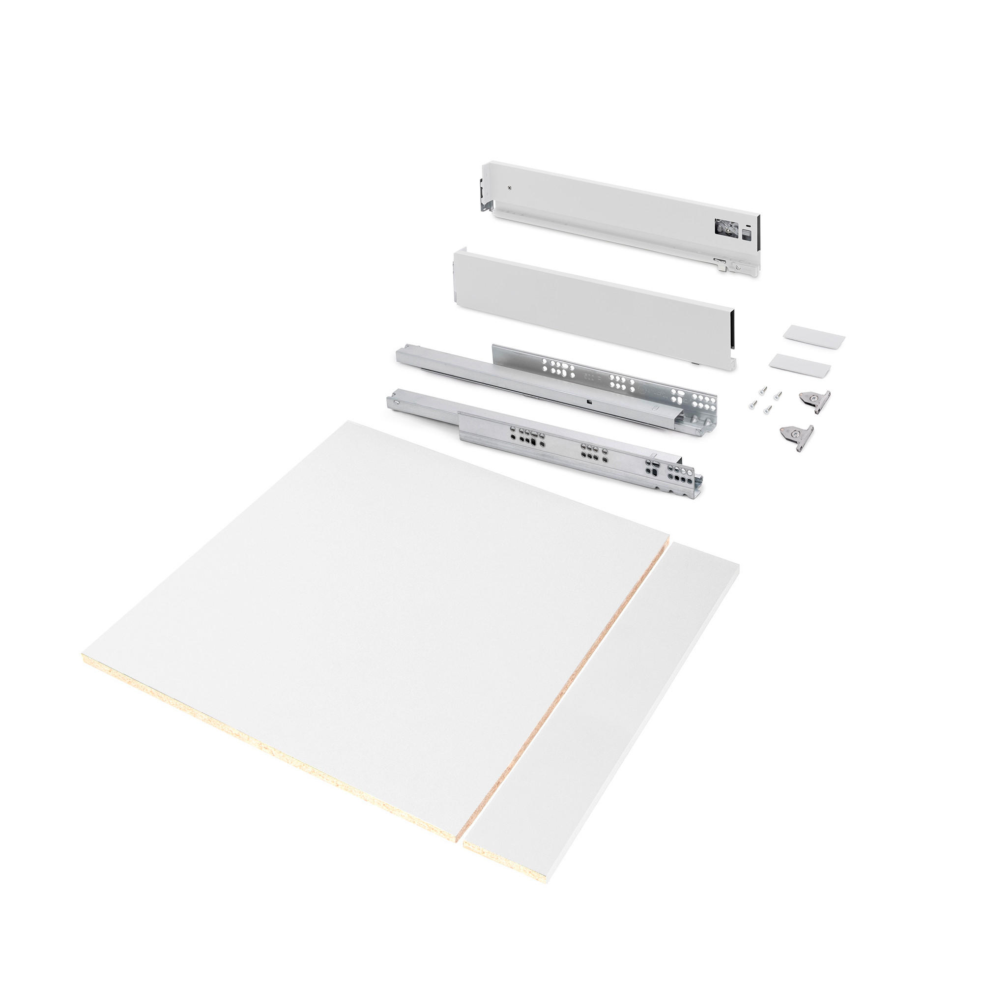 SCHUBLADEGARNITUR Vertex für Küche oder Badezimmer, Höhe 93mm, mit Einlegeböden, Modul 600mm, Weiß lackiert - Weiß, Metall (53/8/58.5cm) - EMUCA