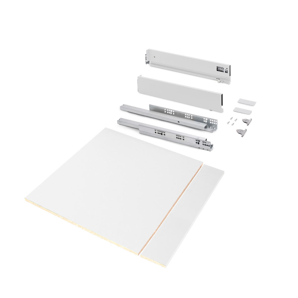 SCHUBLADEGARNITUR Vertex für Küche oder Badezimmer, Höhe 93mm, mit Einlegeböden, Modul 600mm, Weiß lackiert - Weiß, Metall (53/8/58.5cm) - EMUCA