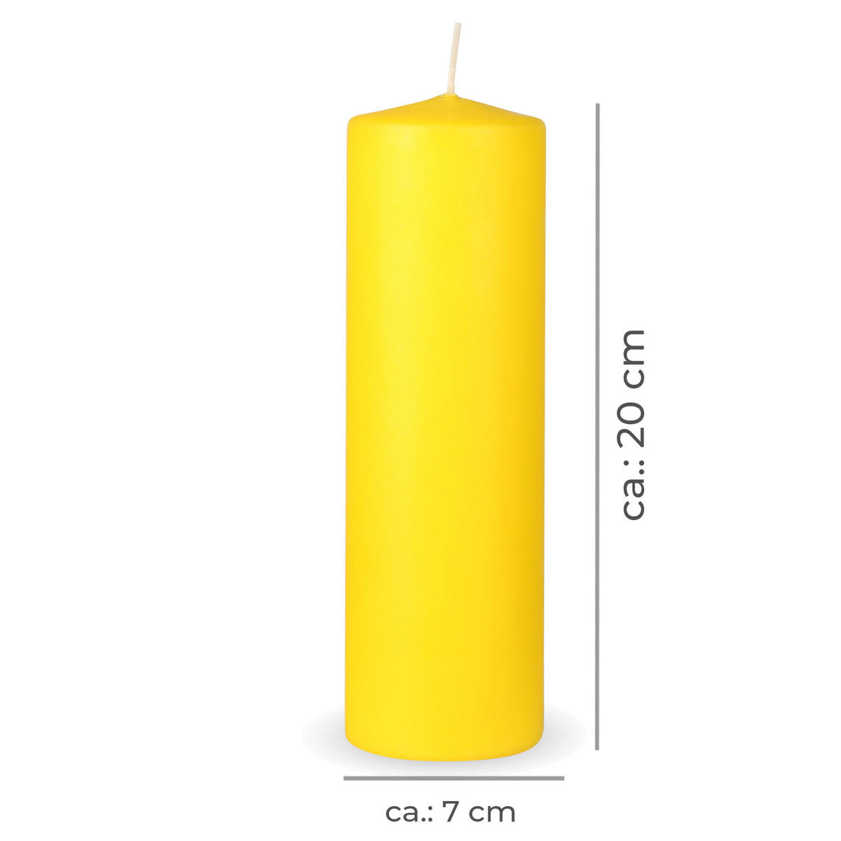 STUMPENKERZEN "Gelb", Größe Ø7cm x Höhe: 20 cm - Hellgelb, Naturmaterialien (7/20cm) - HS Candle