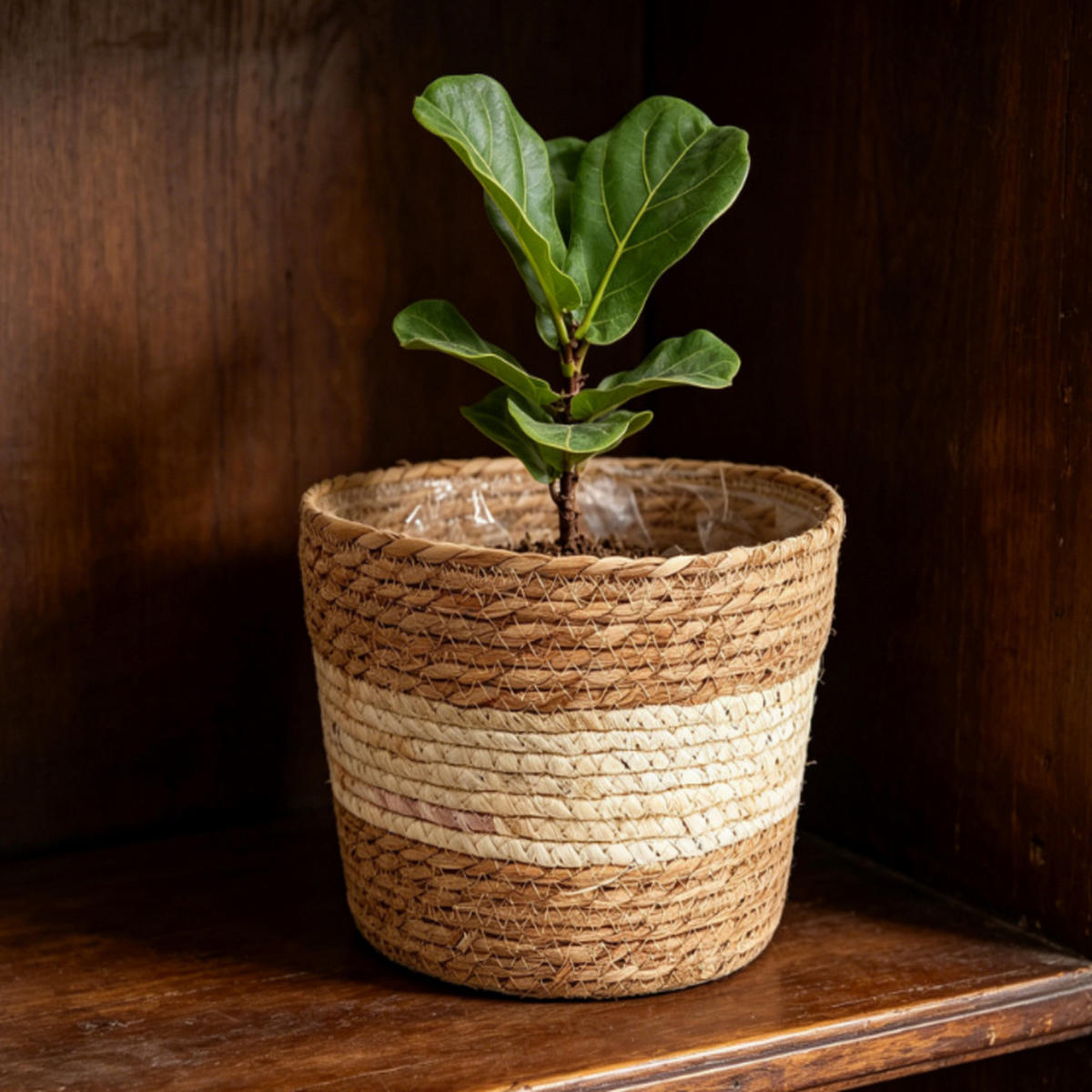 BLUMENTOPF, Geflochtenes Rattan, 19 × 13 cm, 2 Stück - Braun, Naturmaterialien (19/13cm) - Weltevree