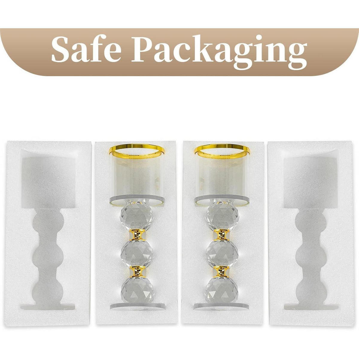 KERZENSTÄNDER 2-teiliges Set Kristall Glas Gold 19,5 cm - Goldfarben, Glas (7/19.5/7cm)