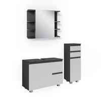 BADMÖBEL-SET J-Shape Anthrazit 3 Teile, mit Midischrank - Anthrazit/Weiß, Holzwerkstoff (80/60/33cm) - Vicco