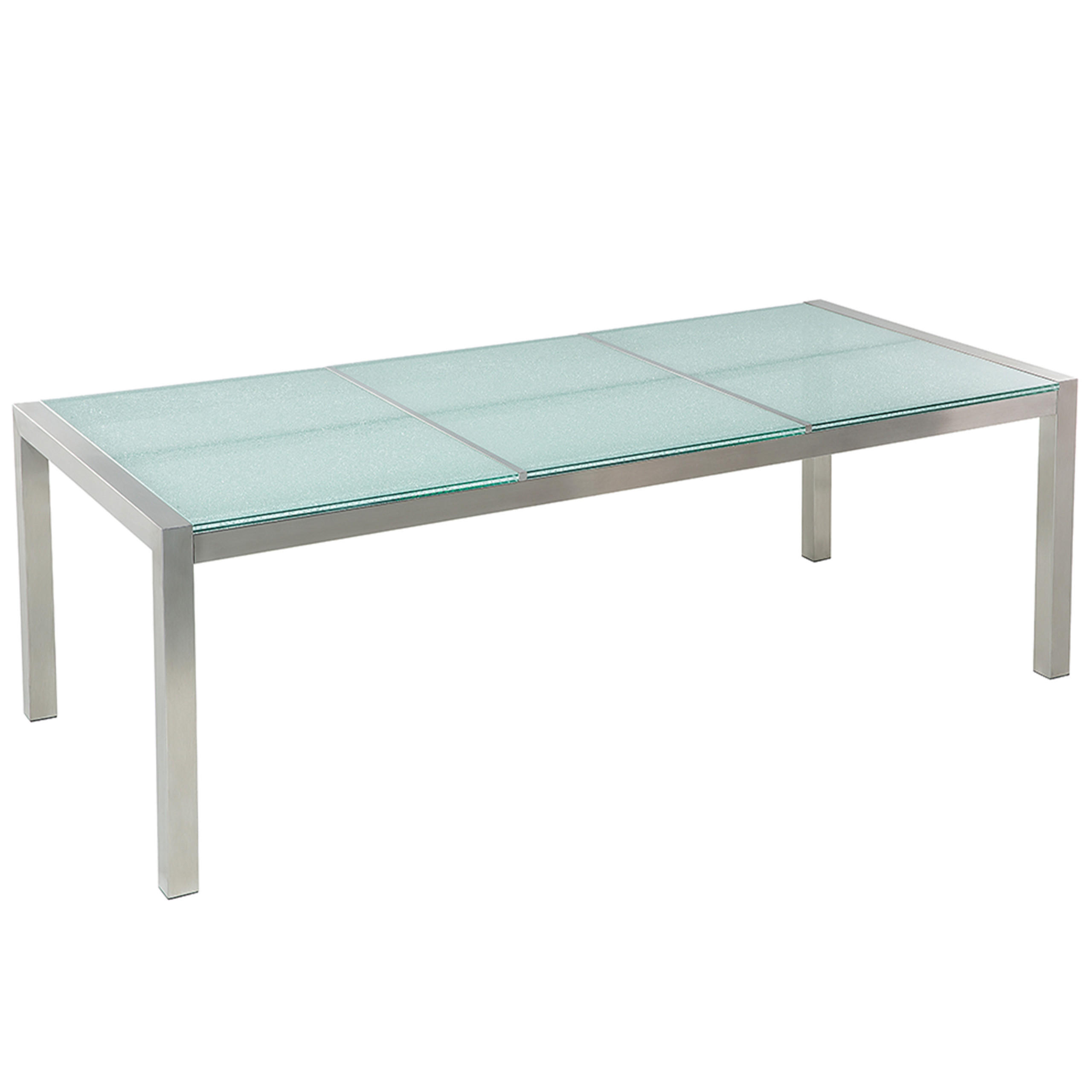 Beliani ZAHRADNÍ STŮL Nerezová ocel/Praskané sklo 220/100 cm Grosseto