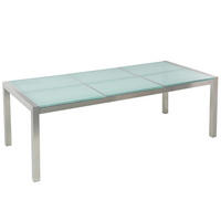 GARTENTISCH Edelstahl/Crashglas 220/100 cm Grosseto - Transparent/Silberfarben, Glas (220/100/74cm) - Beliani
