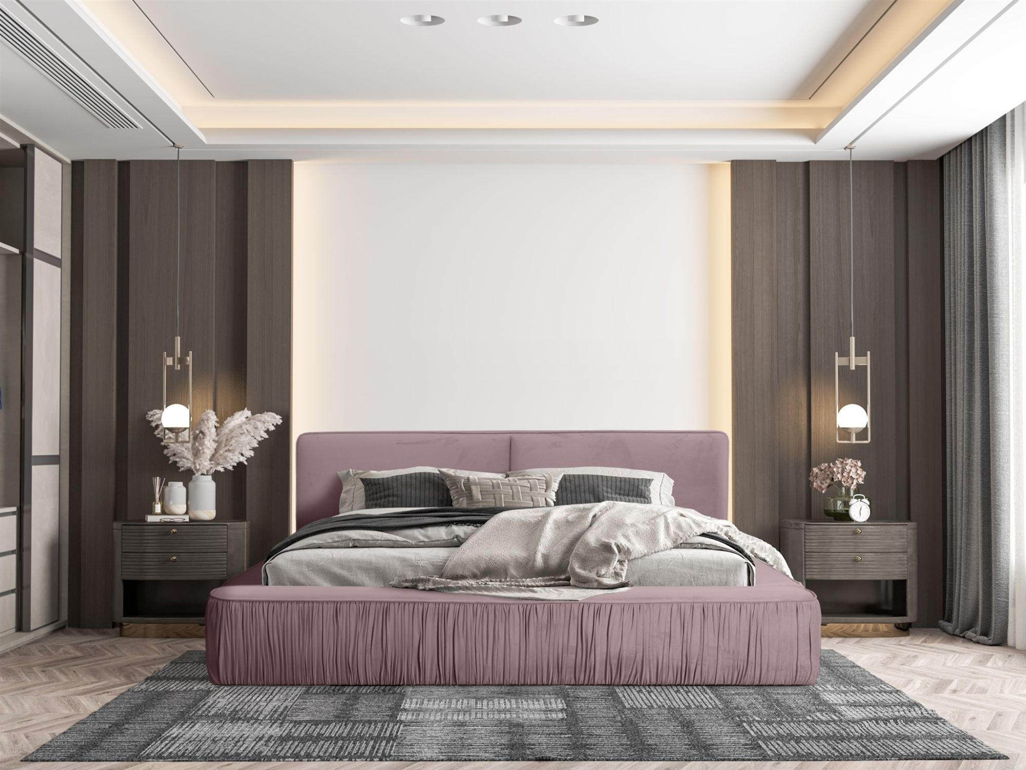 POLSTERBETT Lexie In Riviera - Rosa, Holzwerkstoff/Textil (140/200cm) - Fun Möbel