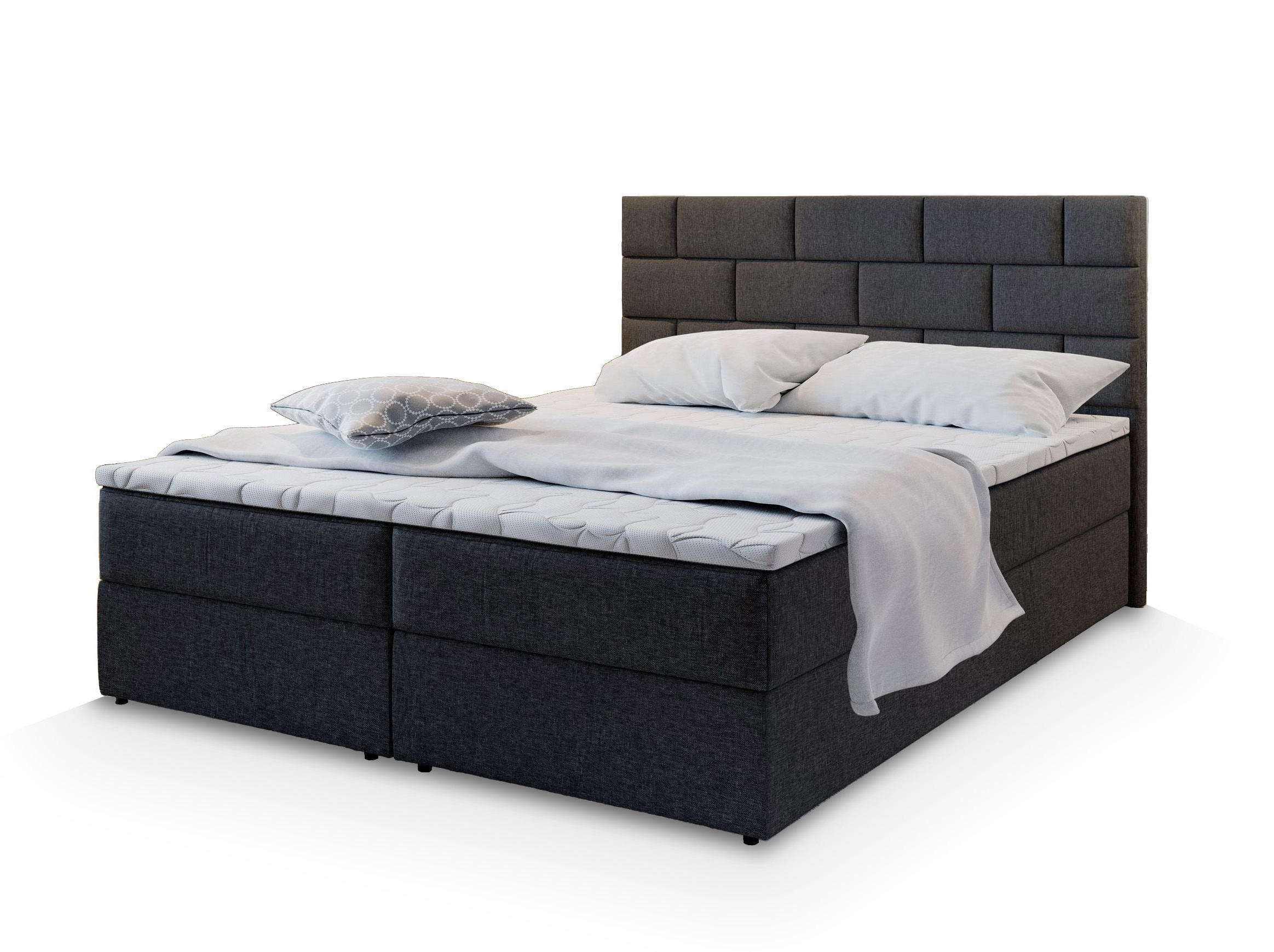 POSTEL BOXSPRING KERLO 160x200 cm, s matrací a úložným prostorem, černá - černá, kompozitní dřevo/textil (160/200cm) - MASSENO